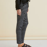 Jade Drop-Crotch Pants - Black / White Stripe
