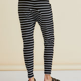 Jade Drop-Crotch Pants - Black / White Stripe