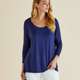 Milan 3/4 Sleeve Top - Navy