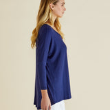Milan 3/4 Sleeve Top - Navy