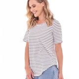 Ariana Basic Cotton Basic Tee - Jet Black Stripe