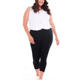 Leia Crop Stretchy Cotton Basic Legging - Black