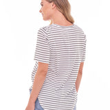 Ariana Basic Cotton Basic Tee - Jet Black Stripe