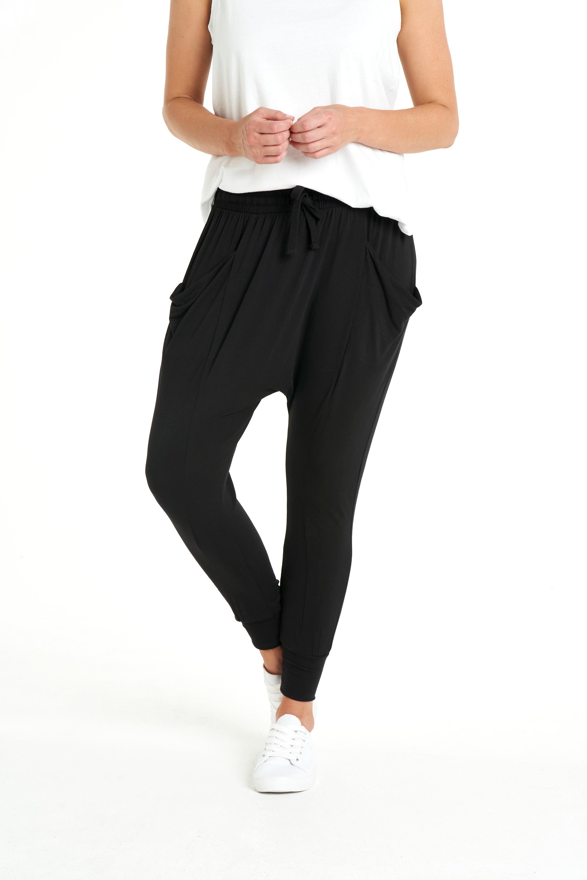 Barcelona Stretchy Relaxed Draped Jogger Pant - Black