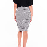 Nadia Bodycon Elastic Stretchy Pencil Skirt - Noir Stripe