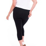 Leia Crop Stretchy Cotton Basic Legging - Black