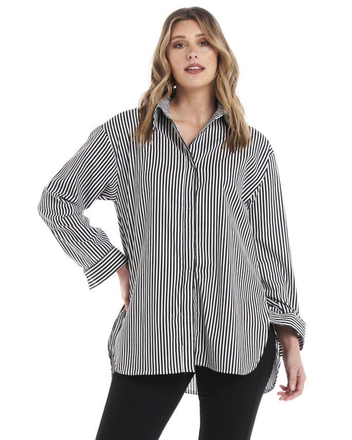 Cleo Shirt - Black Thick Stripe