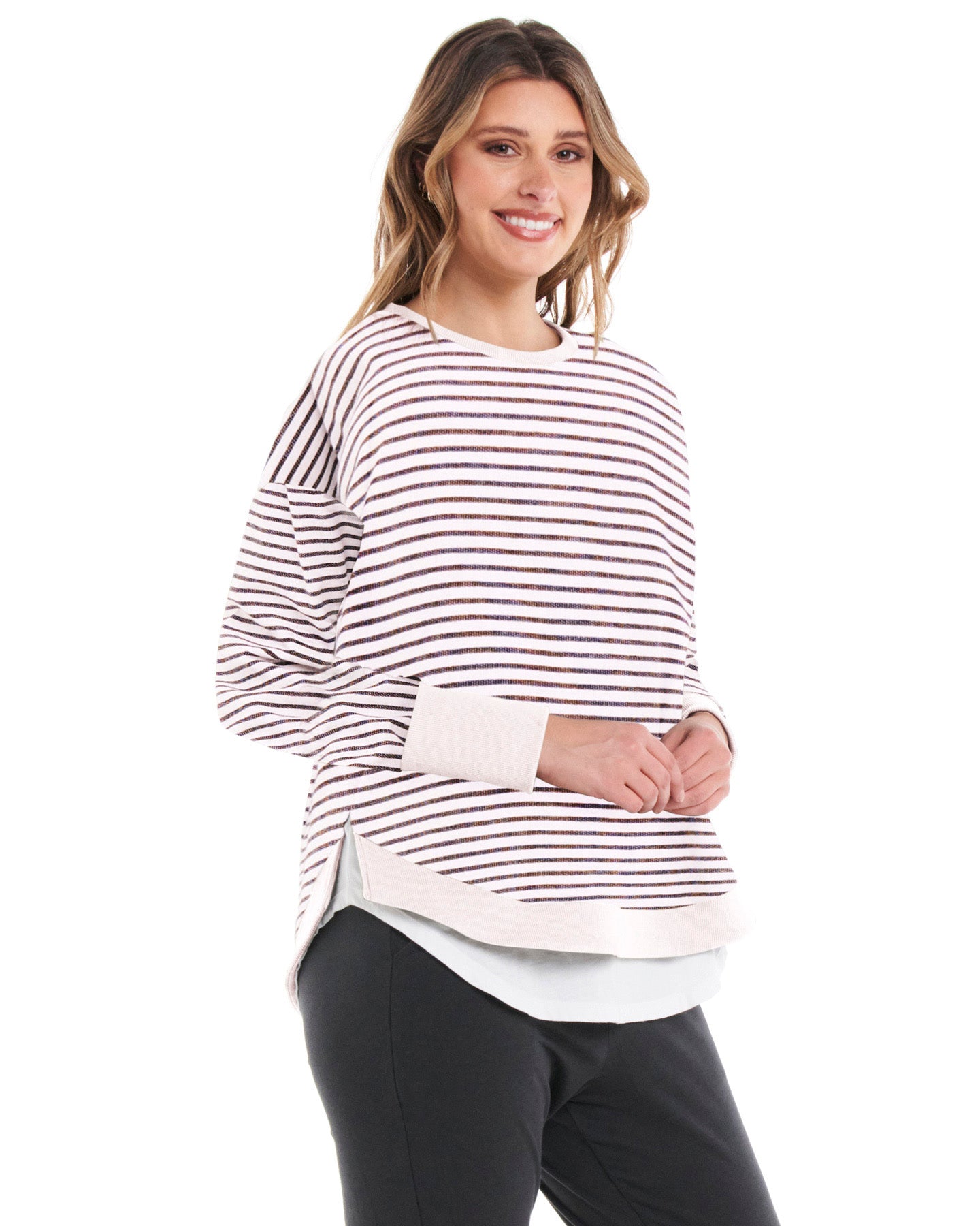 Lucy French Terry Sweat - Awning Stripe