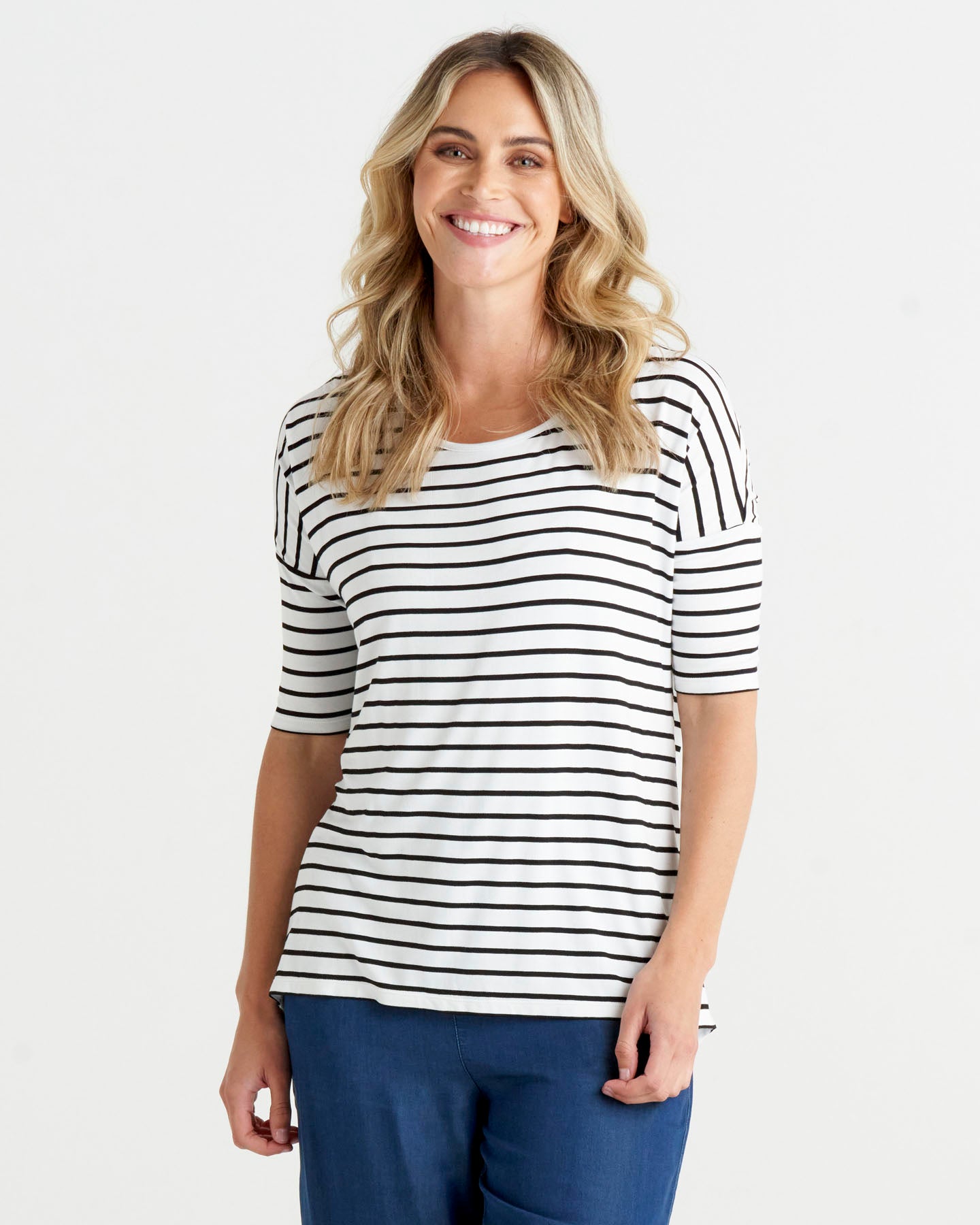 Natasha Knit Top by Betty Basics - Navy Stripe