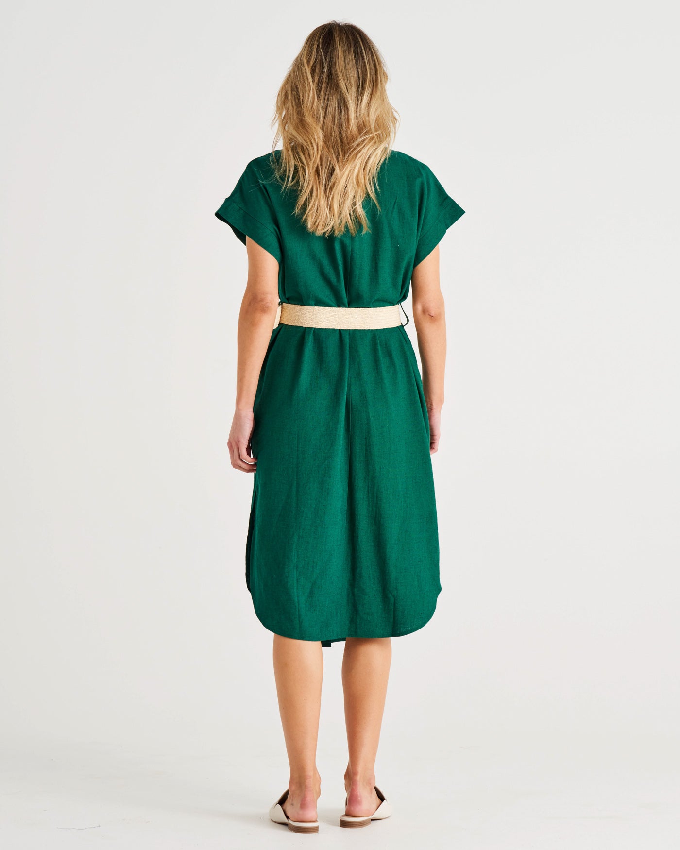 Roma Linen Dress - Hunter Green