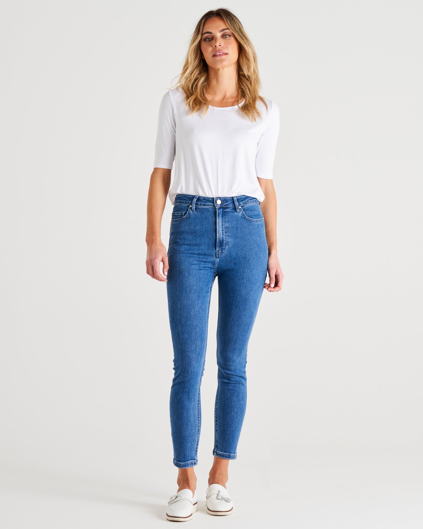Betty Essential Mid-High Rise Skinny Stretchy Jeans - Vintage Blue