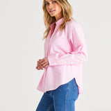 Jackie Relaxed Fit Cotton Button Up Shirt - Blush Pink