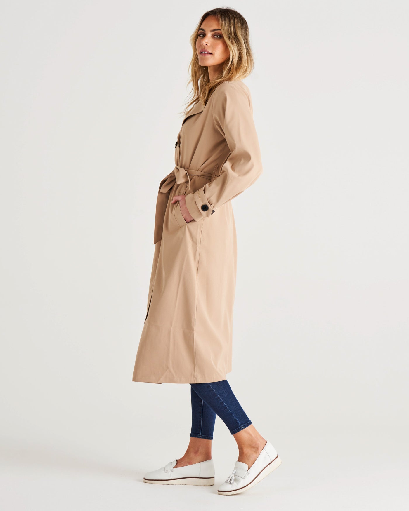 Zimmer Classic Belted Relaxed Trench Coat - Sand Beige