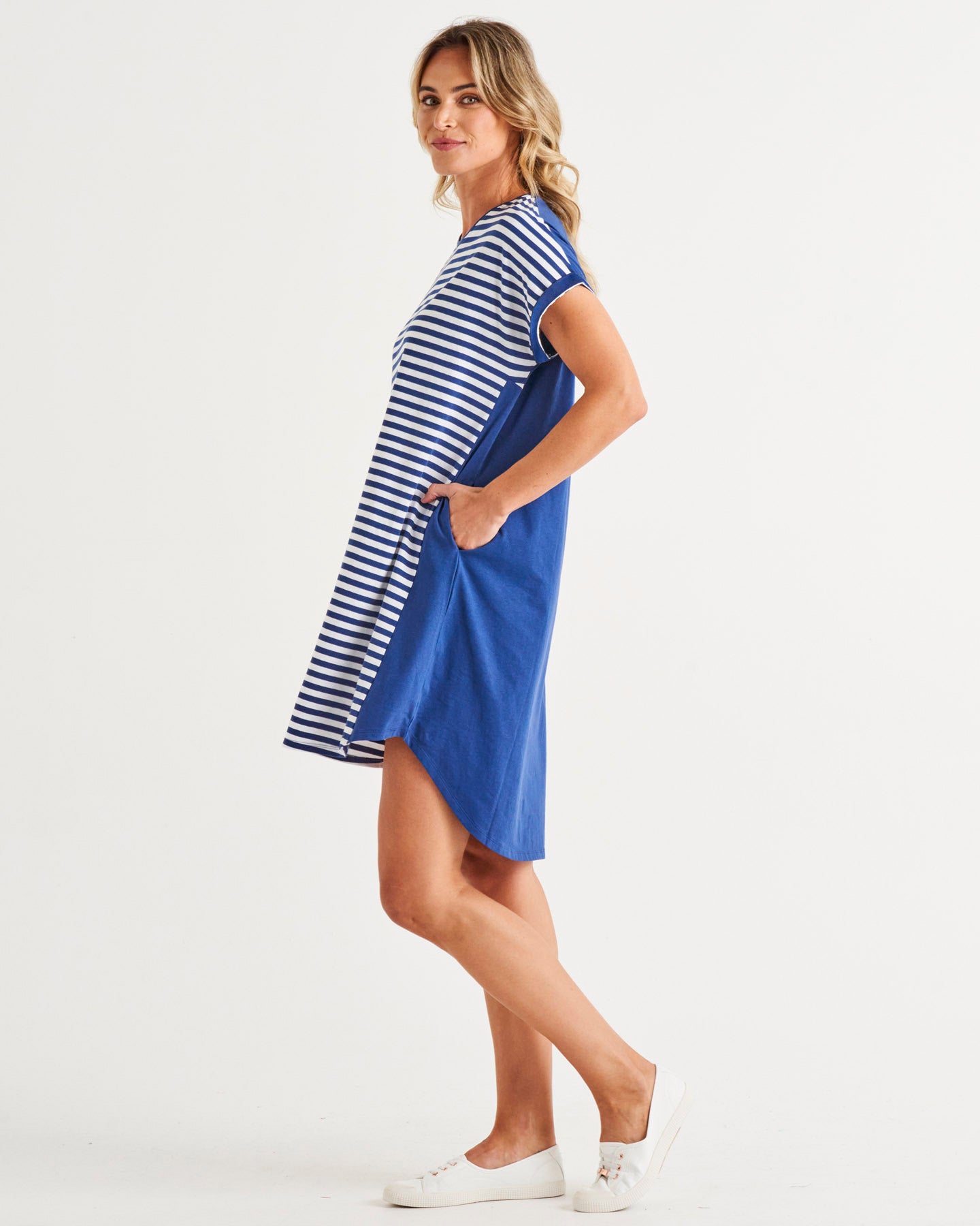Maxine T-Shirt Dress - Ocean Stripe