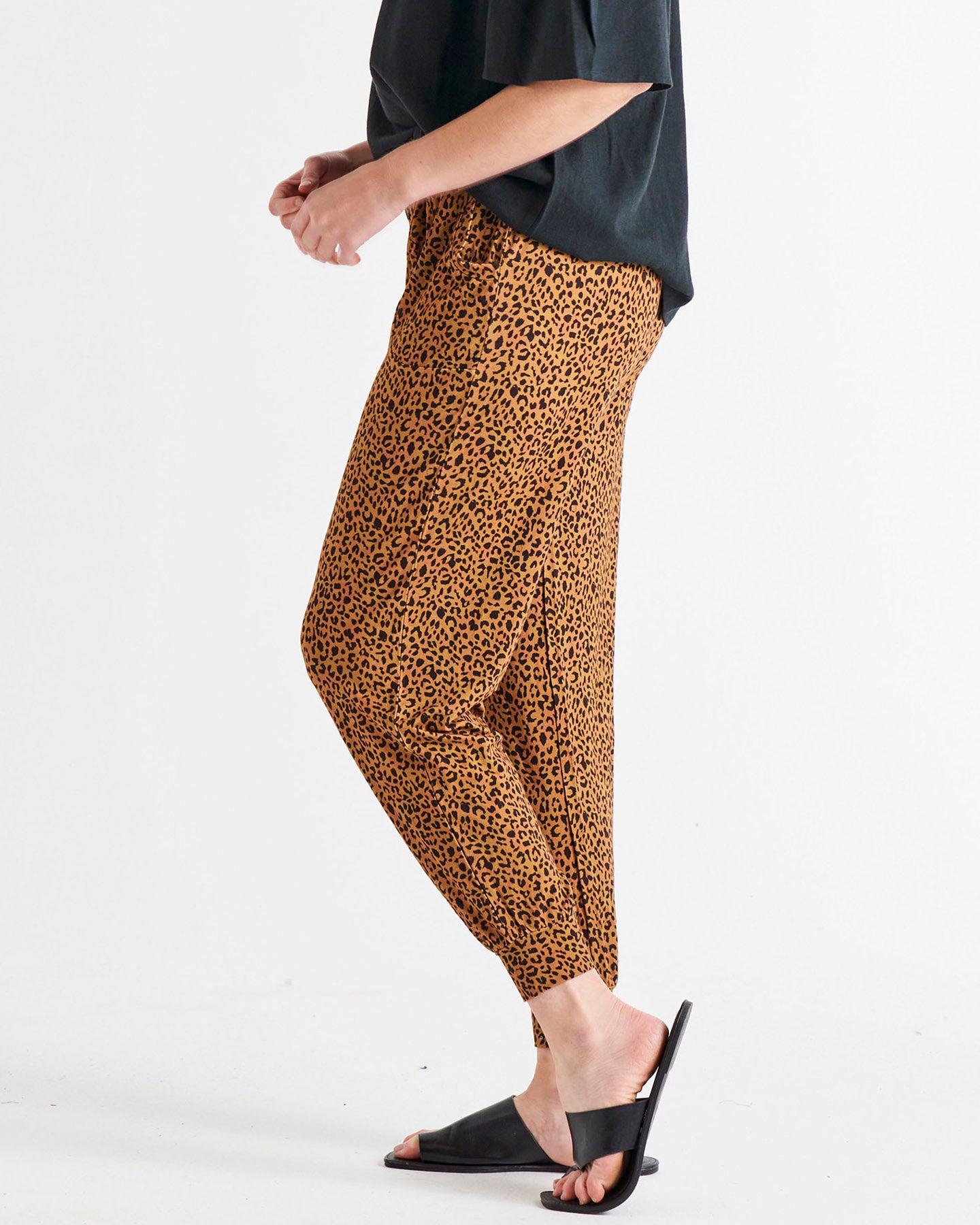 Paris Mid-Rise Stretchy Loose Fitting Jogger Pant - Wild Leopard Print
