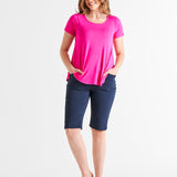 Holland Stretchy Scoop Neck Basic Tee - Raspberry
