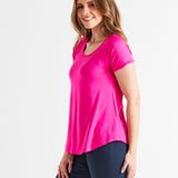 Holland Stretchy Scoop Neck Basic Tee - Raspberry