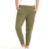 Lindsay Elastic Waistband Slim Leg Cotton Jogger Pants - Khaki
