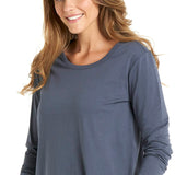 Megan Long Sleeve Cotton Basic Top - Indi Blue