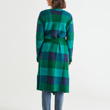 Swift Wraparound Oversized Tie Waist Cardigan - Green/Blue Check