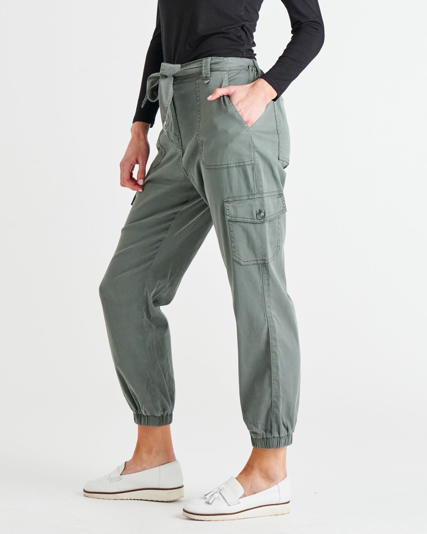 Buy Solid Cargo Pants with Elasticated Waistband and Pockets | Splash UAE