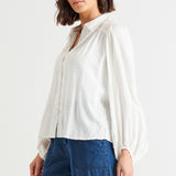Sinead Cuff Sleeve Textured Shirt - White