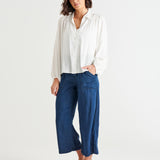 Sinead Cuff Sleeve Textured Shirt - White