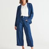 Melba Lyocell Relaxed Fit Denim Blazer - Dark Rinse
