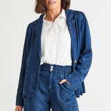 Melba Lyocell Relaxed Fit Denim Blazer - Dark Rinse