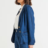 Melba Lyocell Relaxed Fit Denim Blazer - Dark Rinse