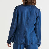 Melba Lyocell Relaxed Fit Denim Blazer - Dark Rinse