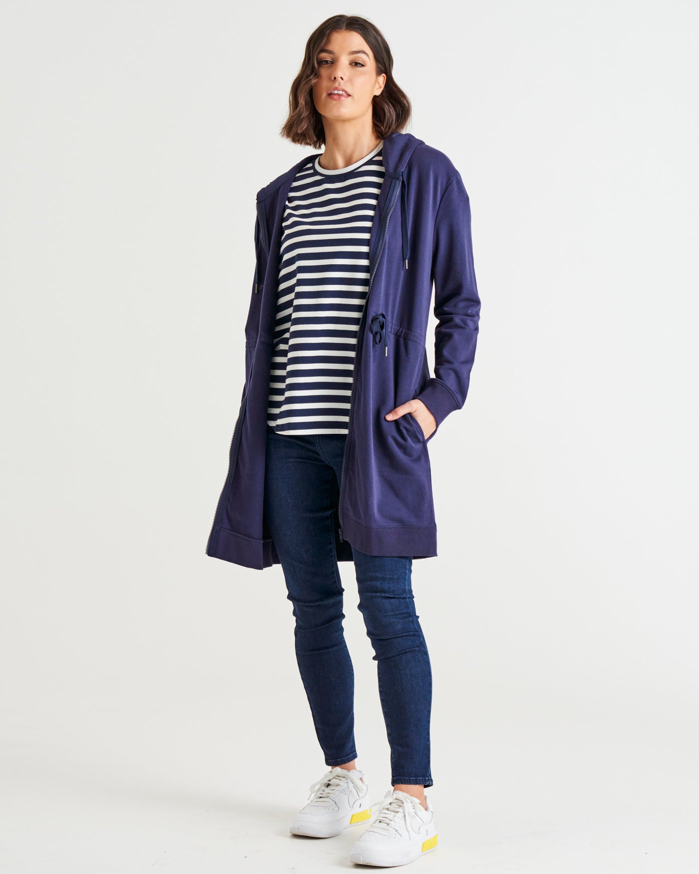 Anorak Relaxed Fit Cotton Sweat Jacket - Blue