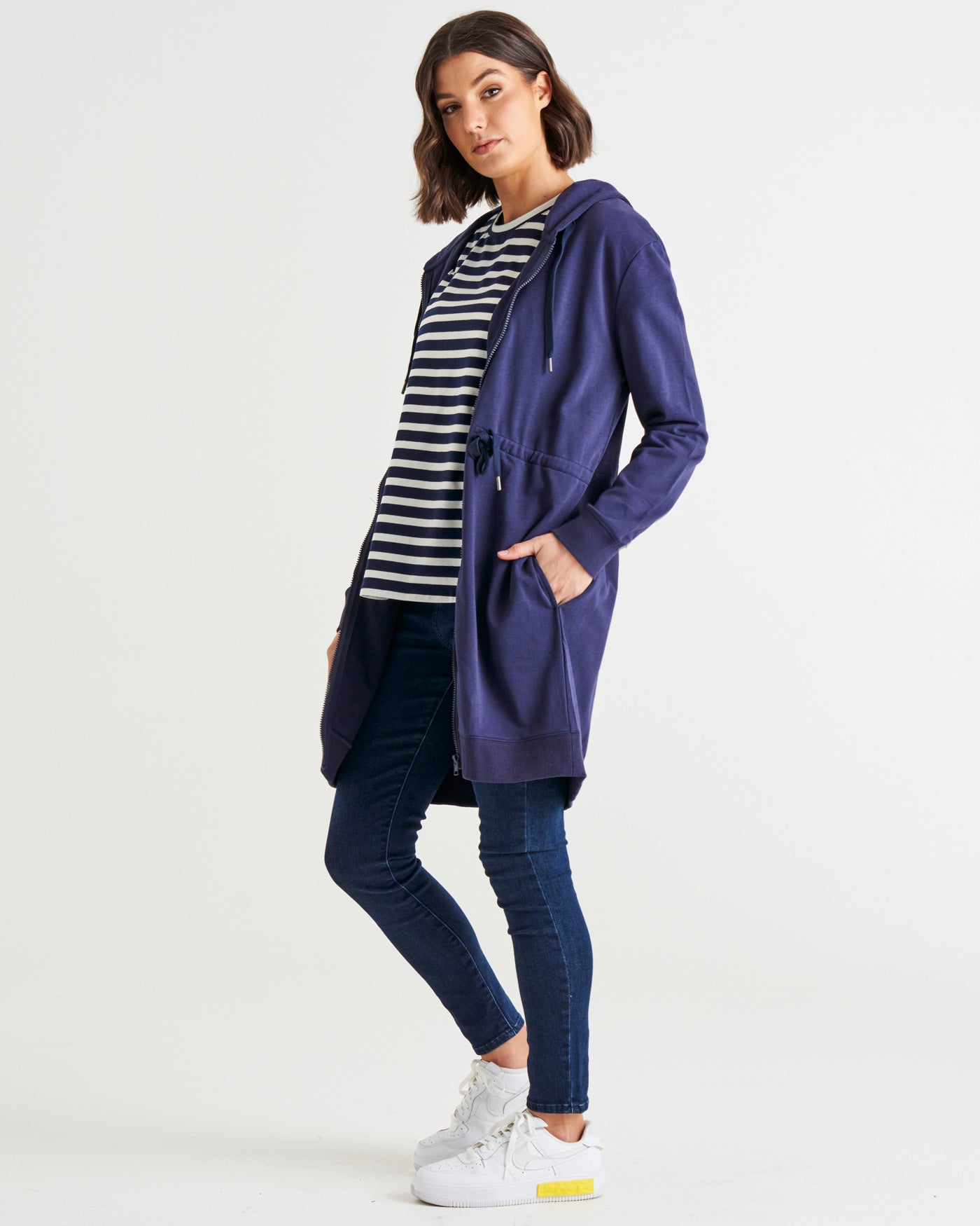 Anorak Relaxed Fit Cotton Sweat Jacket - Blue