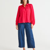 Sinead Cuff Sleeve Textured Shirt - Pink