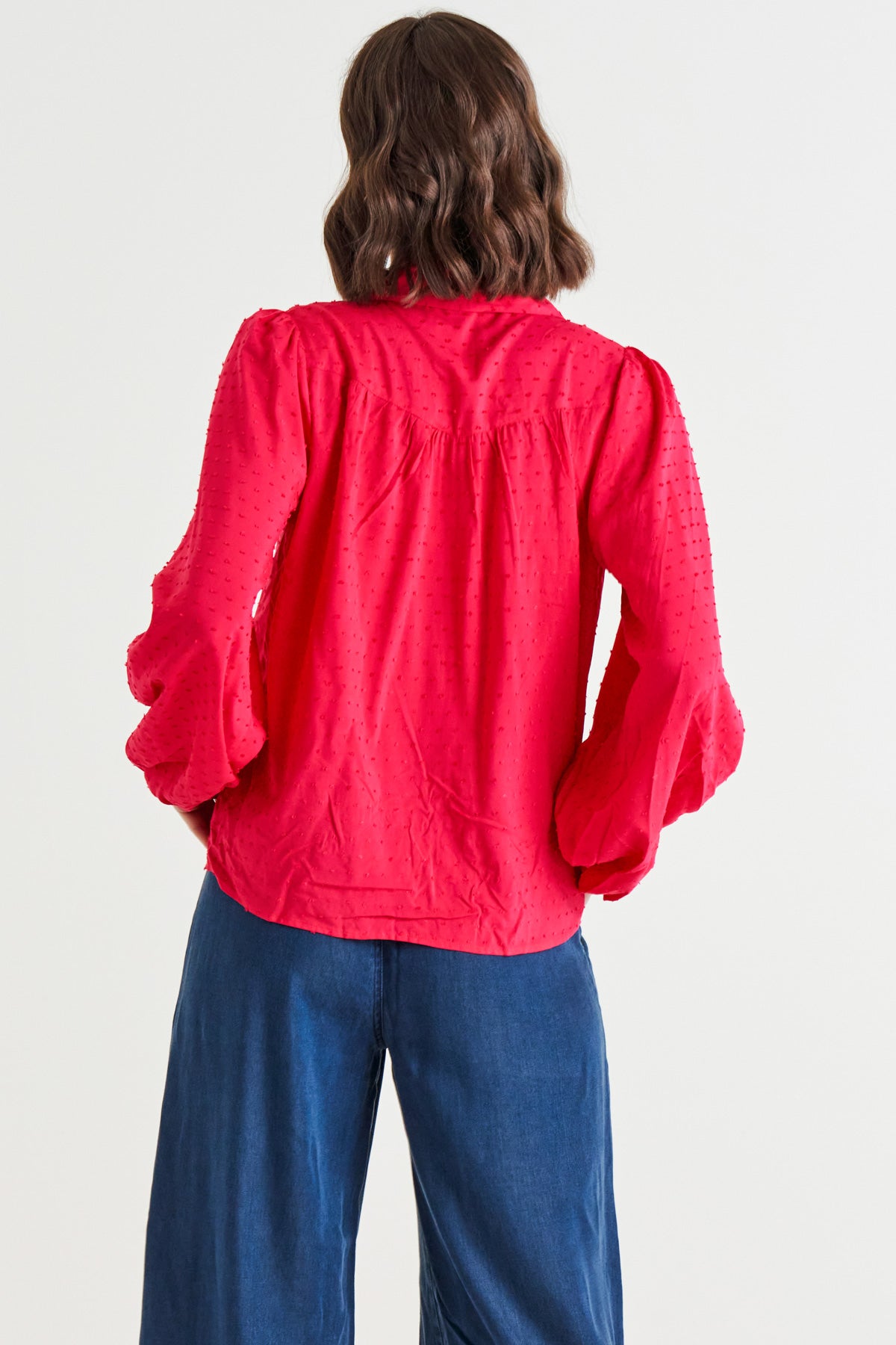 Sinead Cuff Sleeve Textured Shirt - Pink