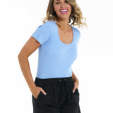 Stacey Rib Tee - Cornflower