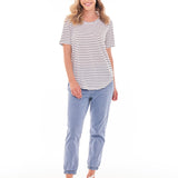 Ariana Basic Cotton Basic Tee - Jet Black Stripe