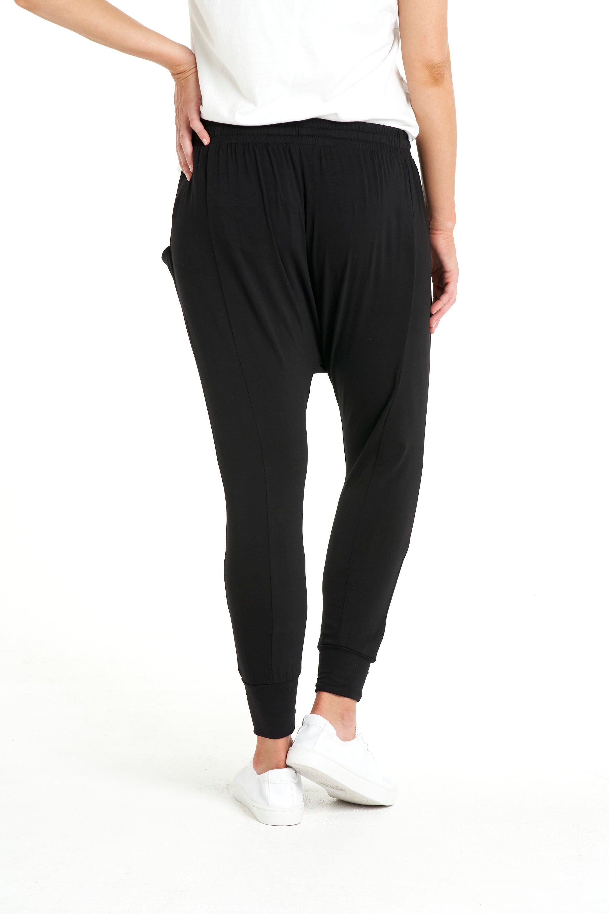 Barcelona Stretchy Relaxed Draped Jogger Pant - Black