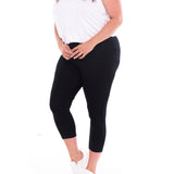 Leia Crop Stretchy Cotton Basic Legging - Black