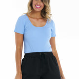 Stacey Rib Tee - Cornflower