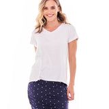 Matilda V-Neck Relaxed Draped Basic Tee - White