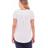 Matilda V-Neck Relaxed Draped Basic Tee - White